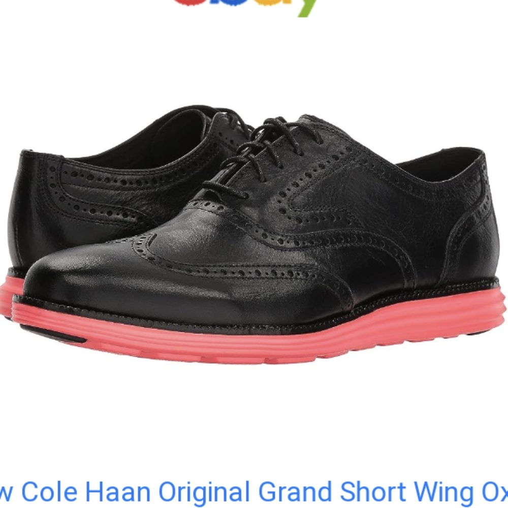 Cole Haan original grand size 10B wing tip oxford black